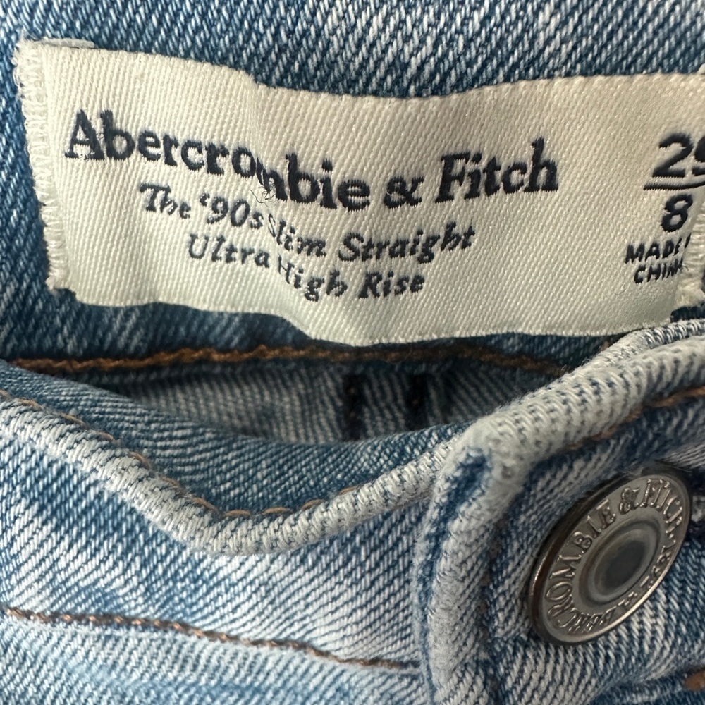 Abercrombie & Fitch Light Blue High-Rise Slim Straight Women's Jeans Size 28 - Picture 5 of 7